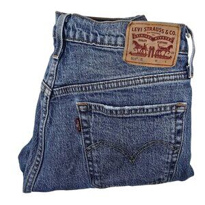 Levis 501 S Button Fly Blue Jeans 27X28 Straight Leg Denim